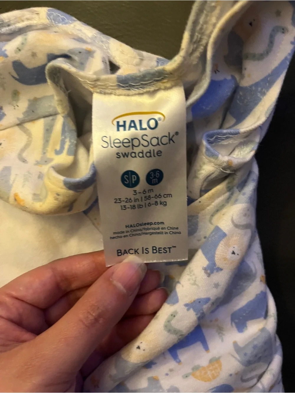 Halo Blue and Cream Animal-Print Sleep Sack Swaddle